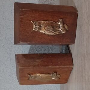 Vintage Solid Wood Bookends Mid Century Office Library Owl Old World Decor